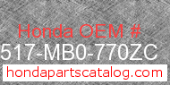 Honda 87517-MB0-770ZC genuine part number image