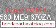 Honda 87560-ME9-670ZA genuine part number image