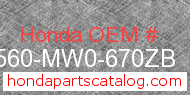 Honda 87560-MW0-670ZB genuine part number image