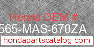 Honda 87565-MAS-670ZA genuine part number image
