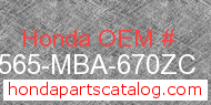 Honda 87565-MBA-670ZC genuine part number image
