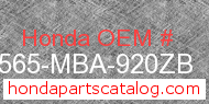 Honda 87565-MBA-920ZB genuine part number image