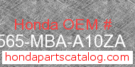 Honda 87565-MBA-A10ZA genuine part number image