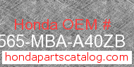 Honda 87565-MBA-A40ZB genuine part number image