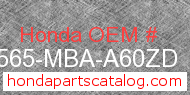 Honda 87565-MBA-A60ZD genuine part number image