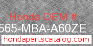 Honda 87565-MBA-A60ZE genuine part number image