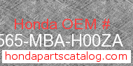 Honda 87565-MBA-H00ZA genuine part number image