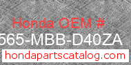 Honda 87565-MBB-D40ZA genuine part number image