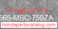 Honda 87565-MBC-750ZA genuine part number image