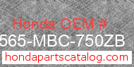 Honda 87565-MBC-750ZB genuine part number image