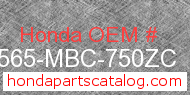 Honda 87565-MBC-750ZC genuine part number image