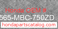 Honda 87565-MBC-750ZD genuine part number image