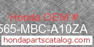 Honda 87565-MBC-A10ZA genuine part number image