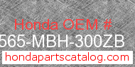 Honda 87565-MBH-300ZB genuine part number image