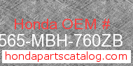 Honda 87565-MBH-760ZB genuine part number image