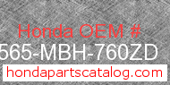 Honda 87565-MBH-760ZD genuine part number image