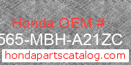 Honda 87565-MBH-A21ZC genuine part number image
