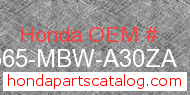 Honda 87565-MBW-A30ZA genuine part number image