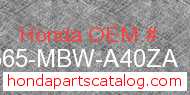 Honda 87565-MBW-A40ZA genuine part number image