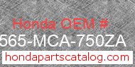 Honda 87565-MCA-750ZA genuine part number image