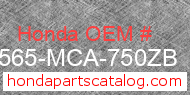 Honda 87565-MCA-750ZB genuine part number image