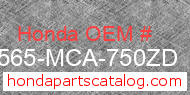 Honda 87565-MCA-750ZD genuine part number image