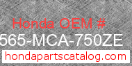 Honda 87565-MCA-750ZE genuine part number image