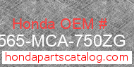 Honda 87565-MCA-750ZG genuine part number image