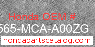 Honda 87565-MCA-A00ZG genuine part number image
