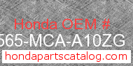 Honda 87565-MCA-A10ZG genuine part number image