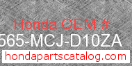 Honda 87565-MCJ-D10ZA genuine part number image