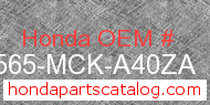 Honda 87565-MCK-A40ZA genuine part number image