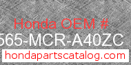 Honda 87565-MCR-A40ZC genuine part number image