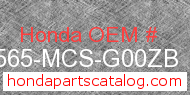 Honda 87565-MCS-G00ZB genuine part number image