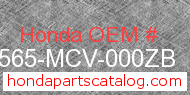 Honda 87565-MCV-000ZB genuine part number image