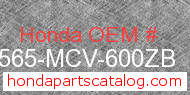 Honda 87565-MCV-600ZB genuine part number image
