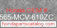 Honda 87565-MCV-610ZC genuine part number image