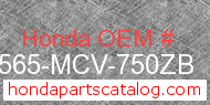 Honda 87565-MCV-750ZB genuine part number image