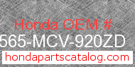 Honda 87565-MCV-920ZD genuine part number image