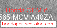 Honda 87565-MCV-A40ZA genuine part number image