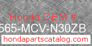 Honda 87565-MCV-N30ZB genuine part number image