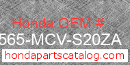 Honda 87565-MCV-S20ZA genuine part number image