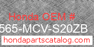 Honda 87565-MCV-S20ZB genuine part number image