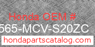 Honda 87565-MCV-S20ZC genuine part number image