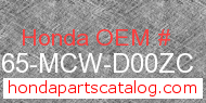 Honda 87565-MCW-D00ZC genuine part number image