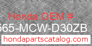 Honda 87565-MCW-D30ZB genuine part number image