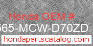 Honda 87565-MCW-D70ZD genuine part number image