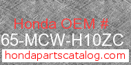 Honda 87565-MCW-H10ZC genuine part number image