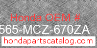 Honda 87565-MCZ-670ZA genuine part number image