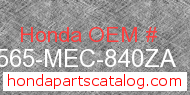 Honda 87565-MEC-840ZA genuine part number image